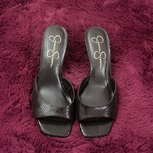 Jessica Simpson Brown Snake Print Slide Sandals